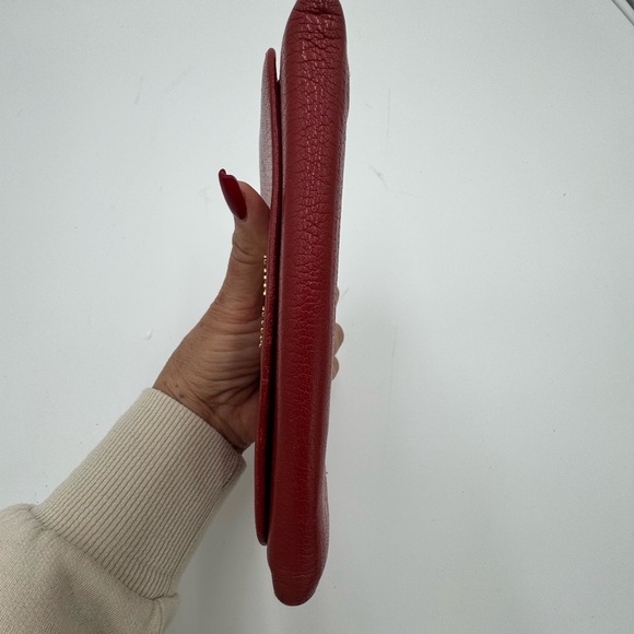 MIU MIU Leather Red long wallet n a detachable ID holder with Chain Like New - Picture 7 of 16